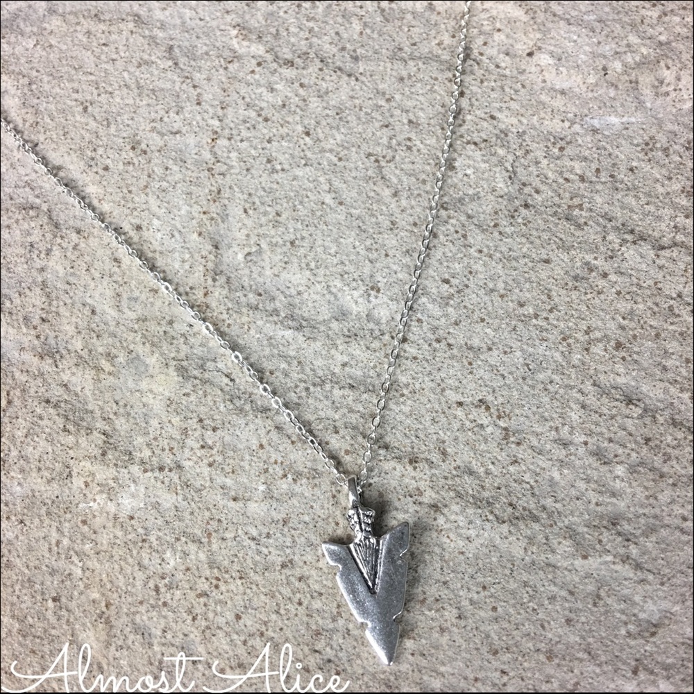 Silver Boho Arrowhead Long Necklace